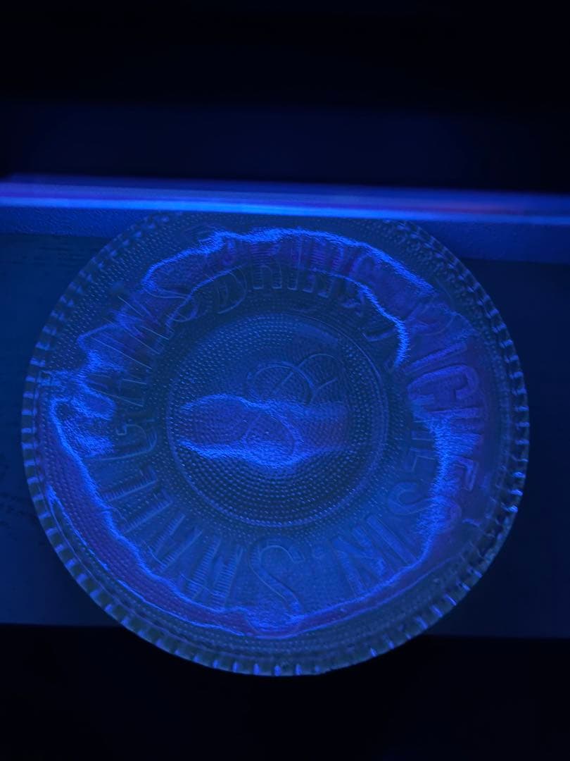 大正〜昭和初期　ウランガラス　プレス皿　五枚　ドル皿