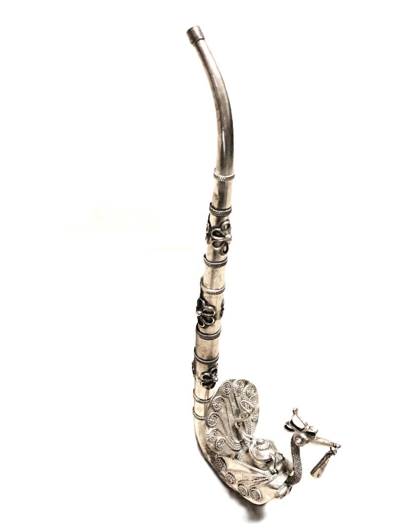 【 シルバー彫金パイプ 】　古美術・阿片煙管　タイ骨董