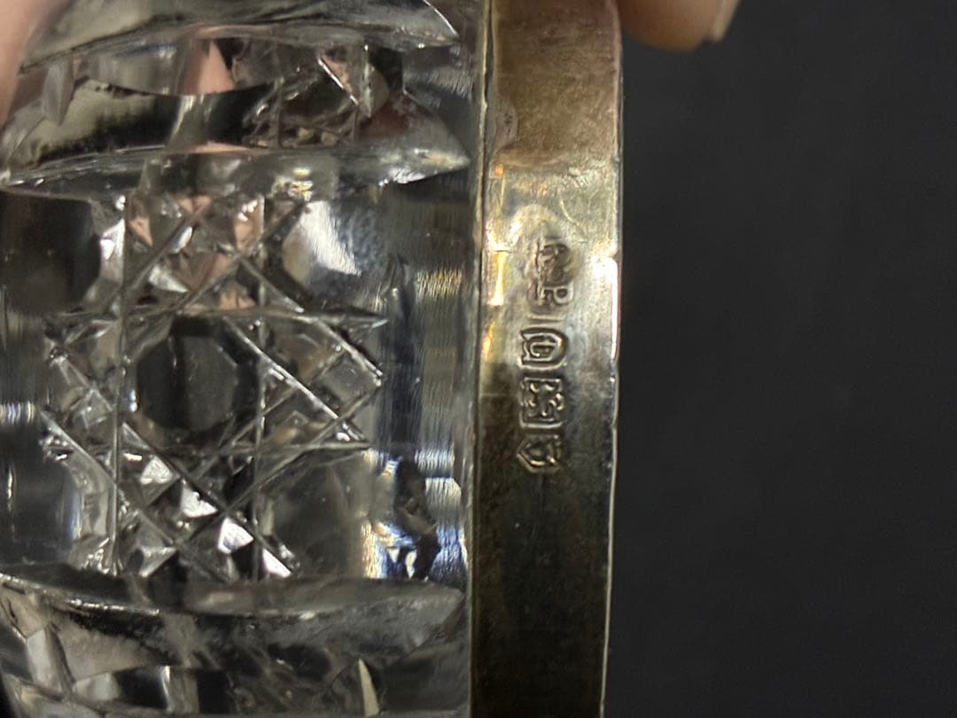 1936年 英国製 スターリングシルバー925 ソルトボウル 銀縁