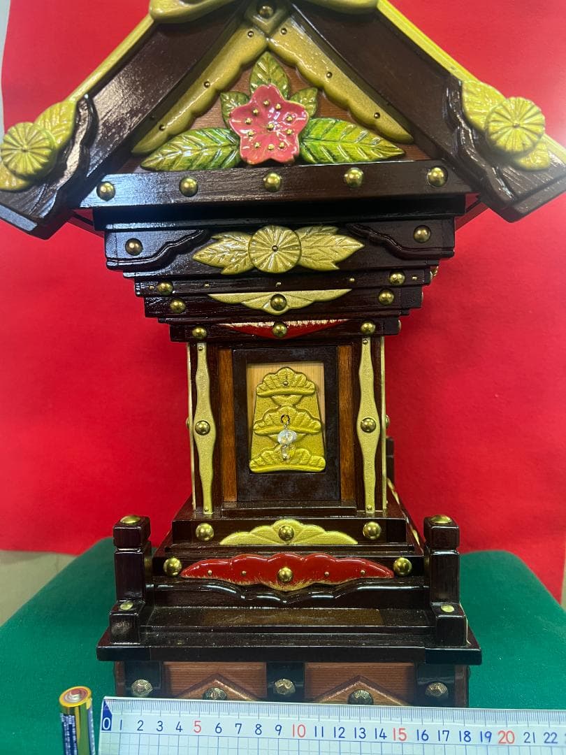 【独法師】A-7 手製山鉾　笠鉾　社殿　拝殿神具神棚　手造レア1点物