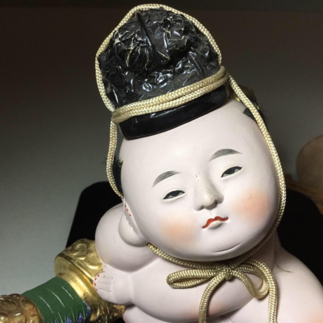 古い御所人形◆岡本玉水◆ミニ兜付き 伝統工芸 桐塑 雛人形 五月人形 室礼