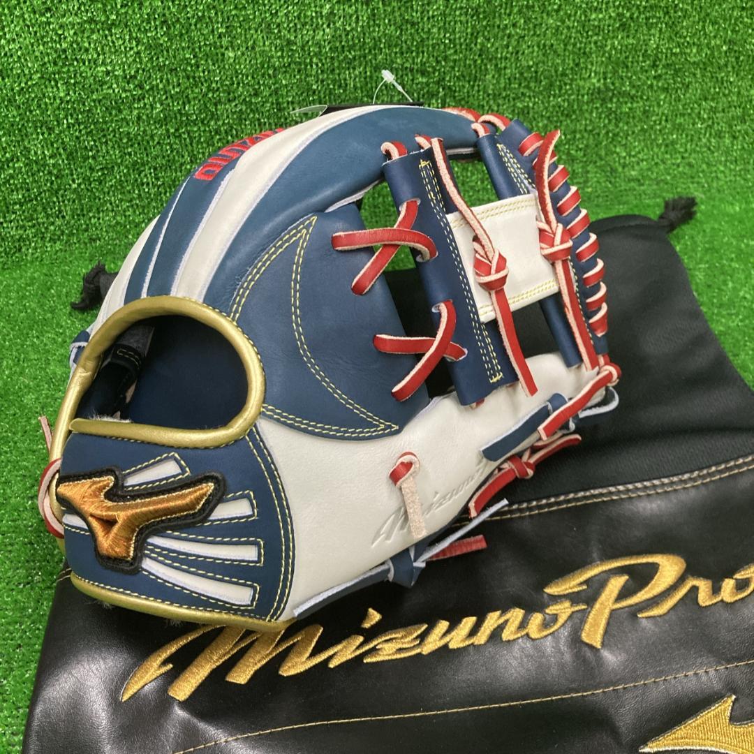 限定品 ミズノプロ 一般軟式用グラブ 内野手用 Dブルー×シルバー 新品
