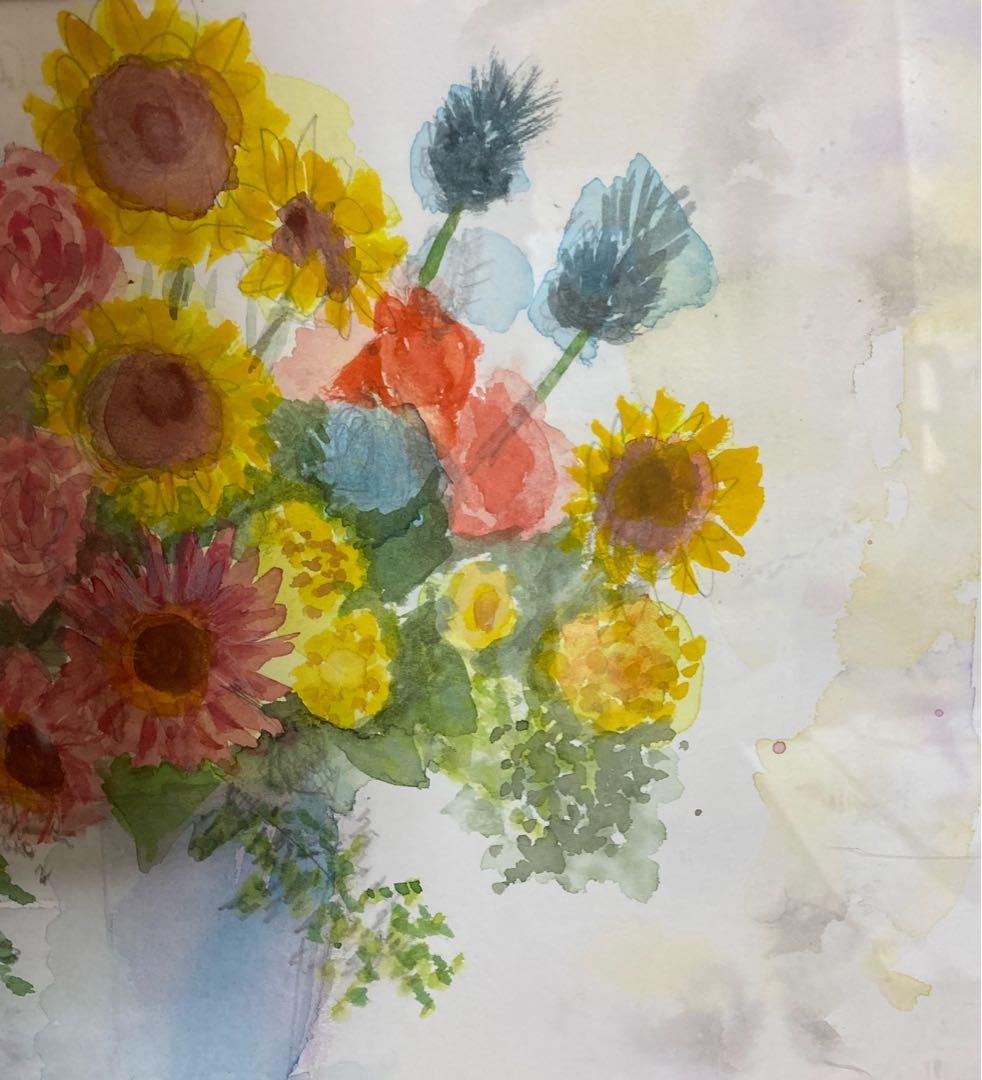 水彩画　「　華　」原画　額付