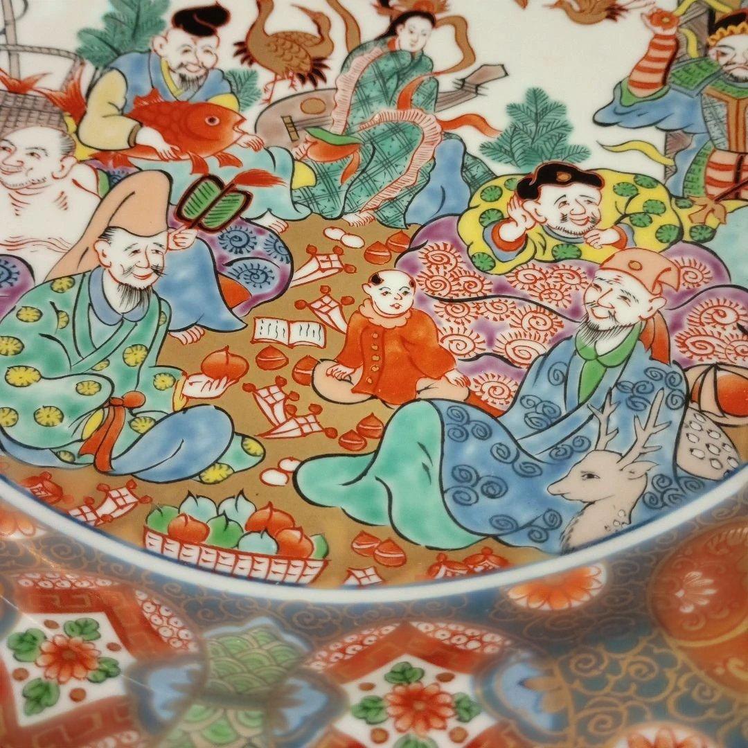 八角形の伝統的な絵柄陶器皿