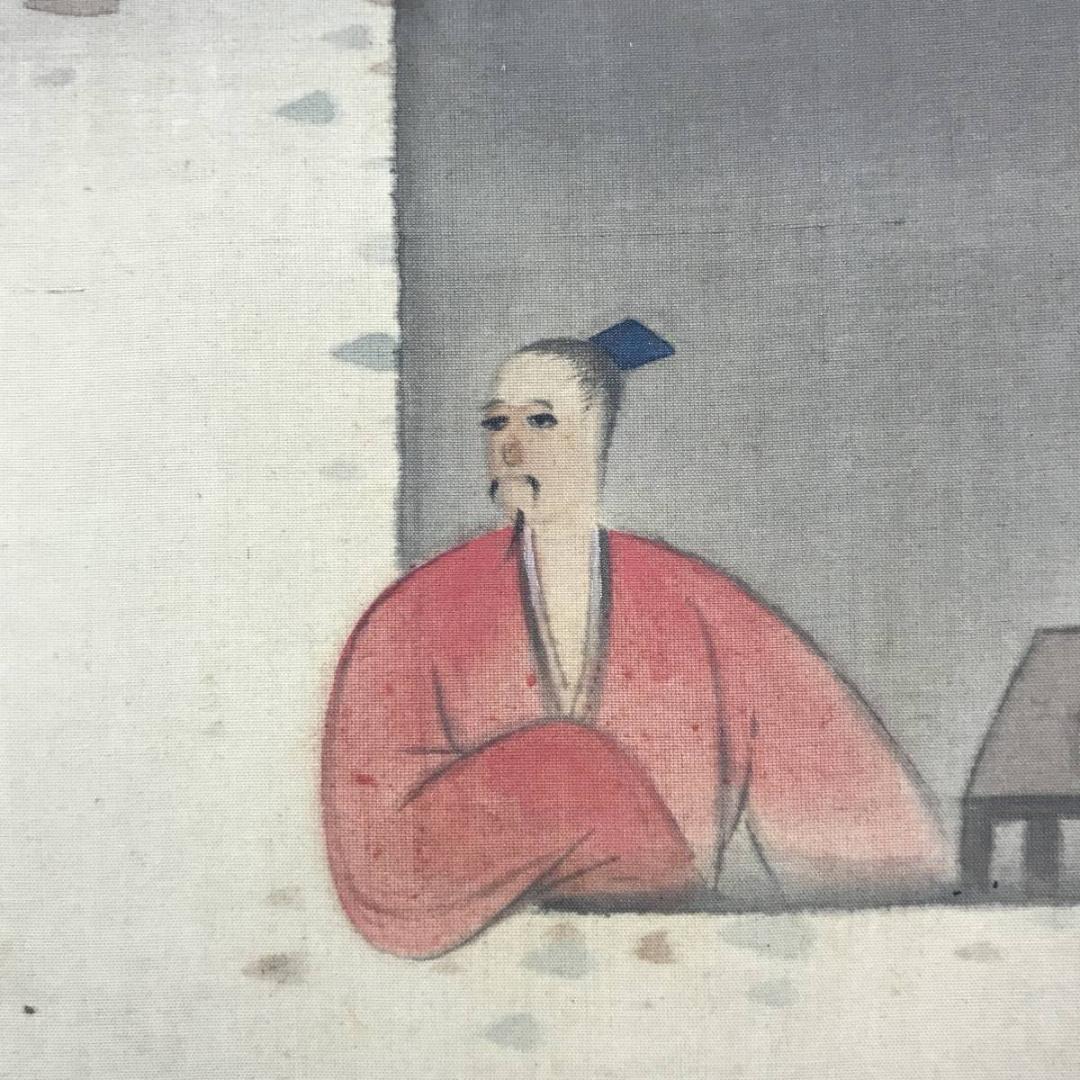 真作/福田青藤/月下風情画賛/山水図/幽居図/掛軸/名家伝来AE-394