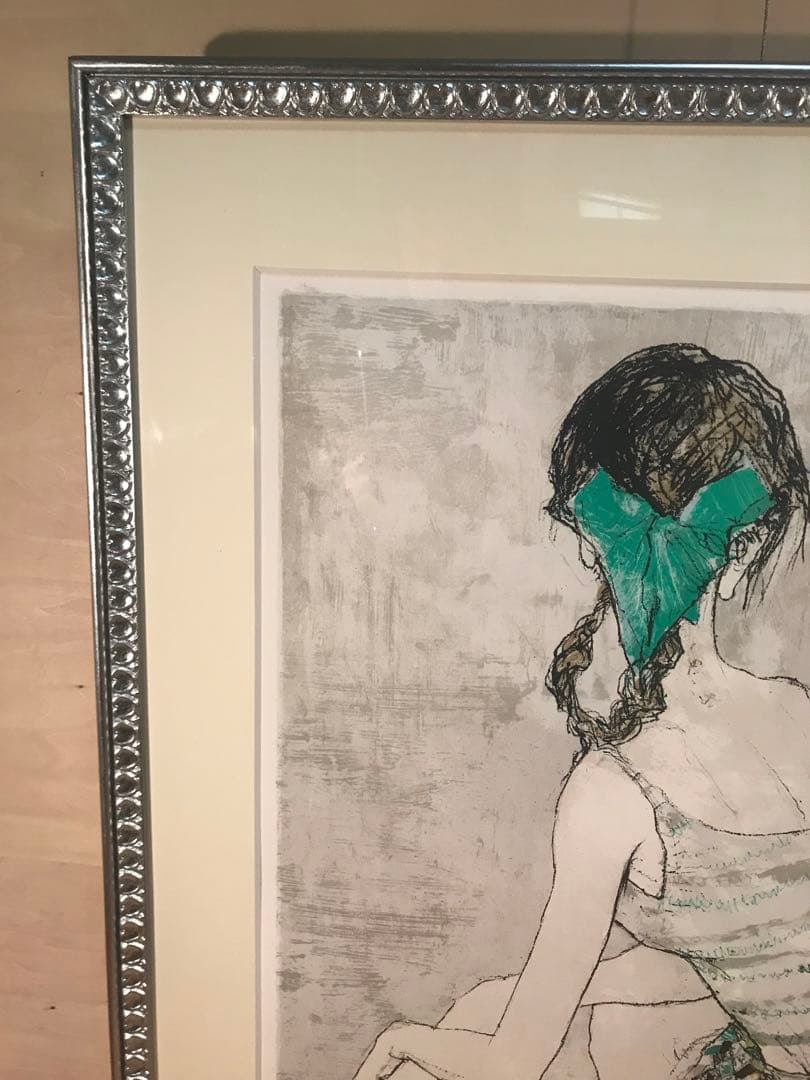 ジャンセン　「緑のリボン」　リトグラフ　直筆サイン・エディション有り