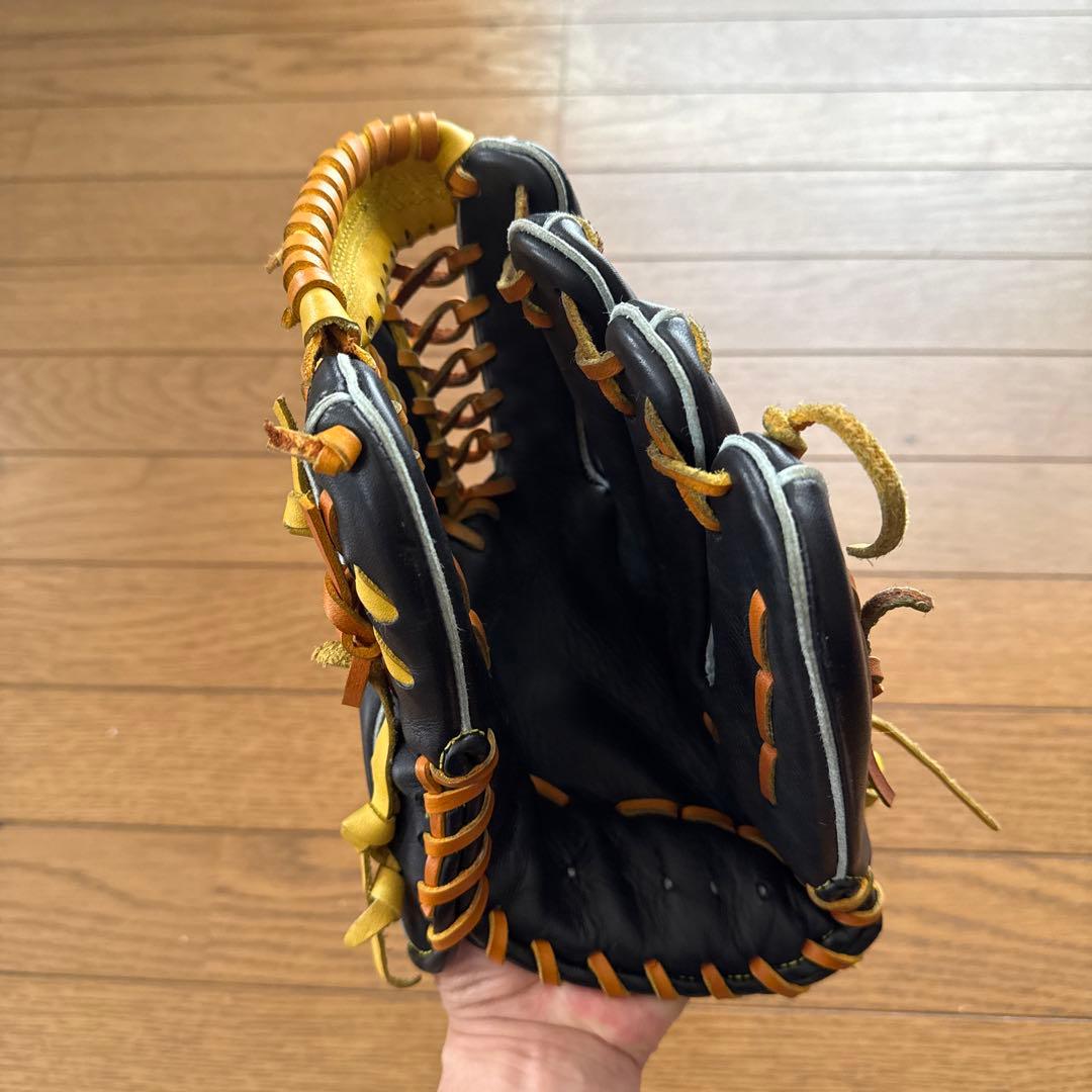 スラッガー 軟式野球グローブ 黒/黄 本革