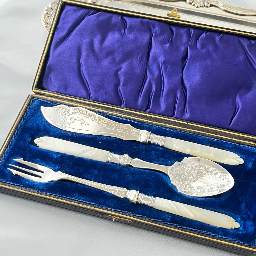 【英国】【白蝶貝】プレザーブスプーン / バターナイフ / ピクルスフォーク