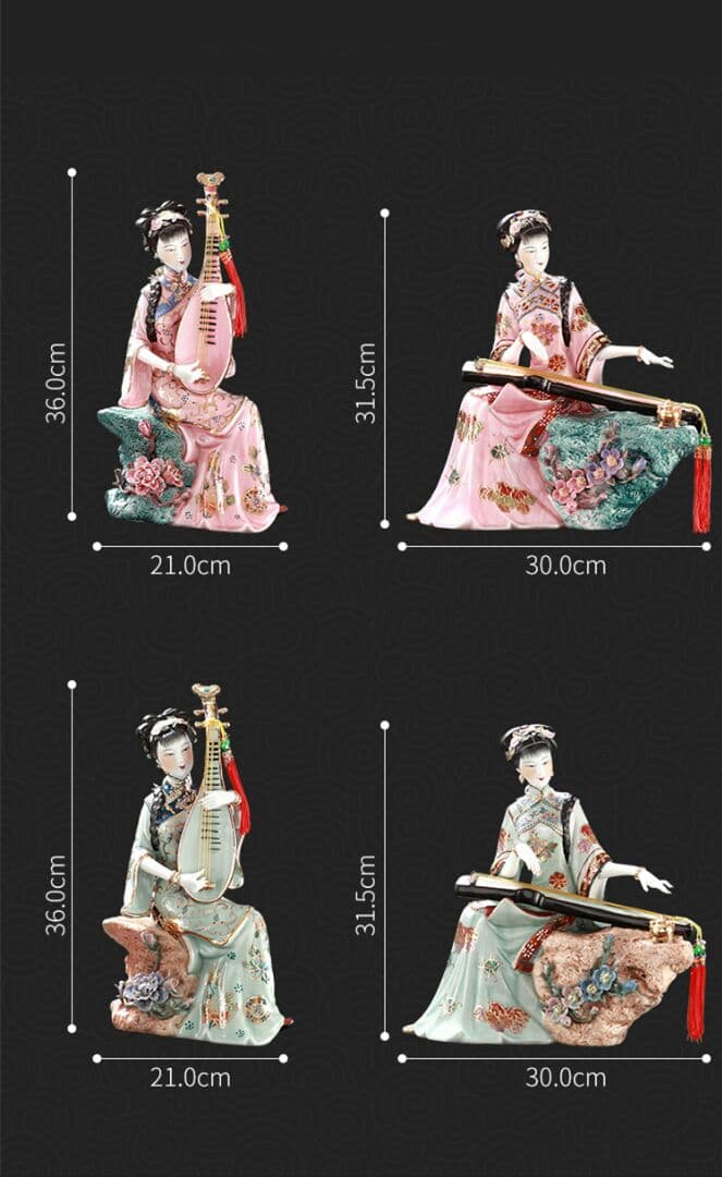 古筝、琵琶中国陶磁器工芸置物、博古架収蔵磁器工芸品