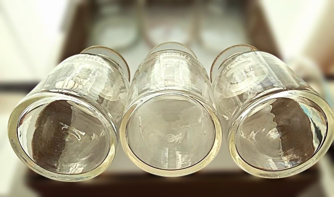 昭和レトロ 吹きガラス製 気泡有り 刻印入り 理化学硝子瓶 6本セット・美品