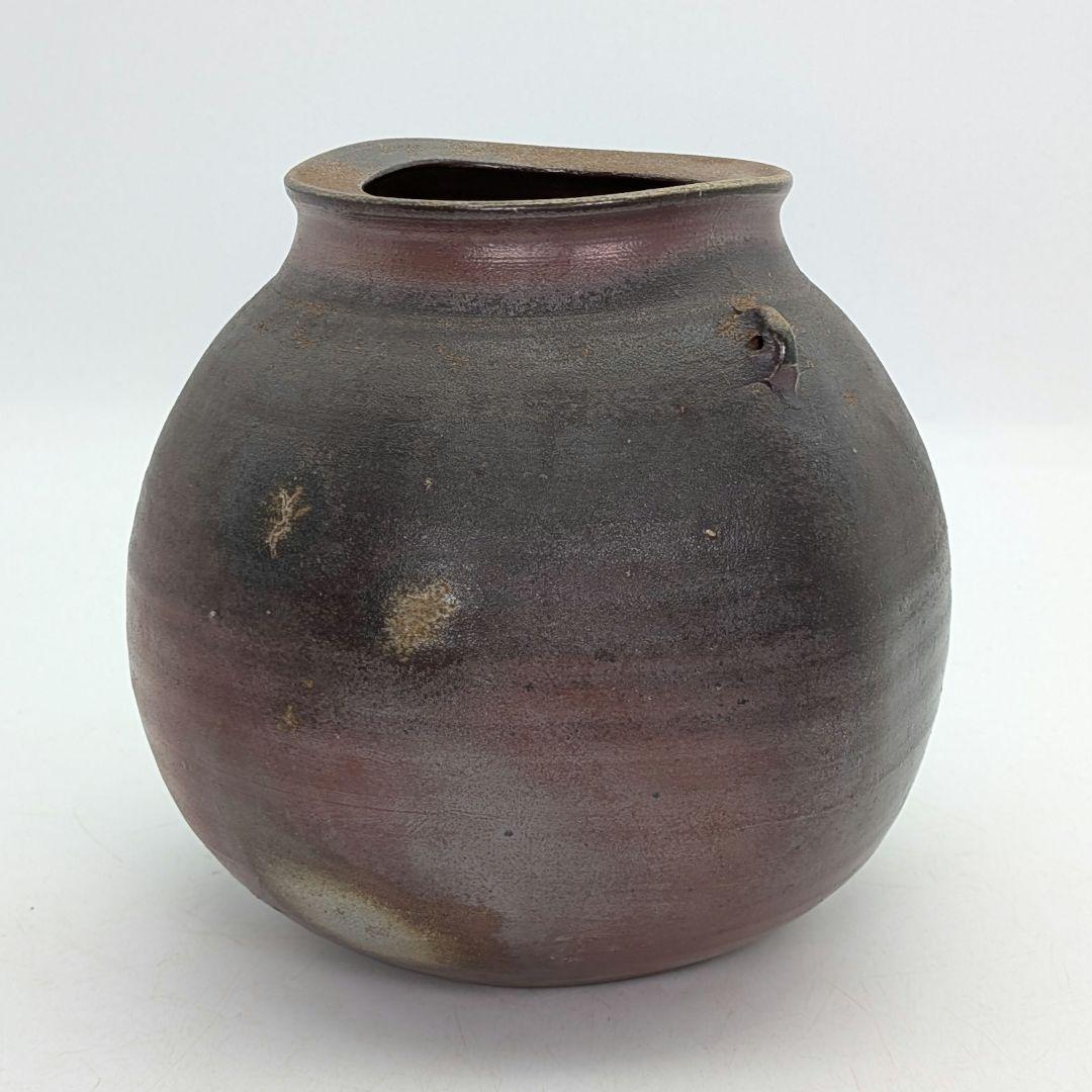 備前市無形文化財 柴岡信義 備前焼 壷 共箱共布栞 壺 つぼ 花器 花瓶 花生