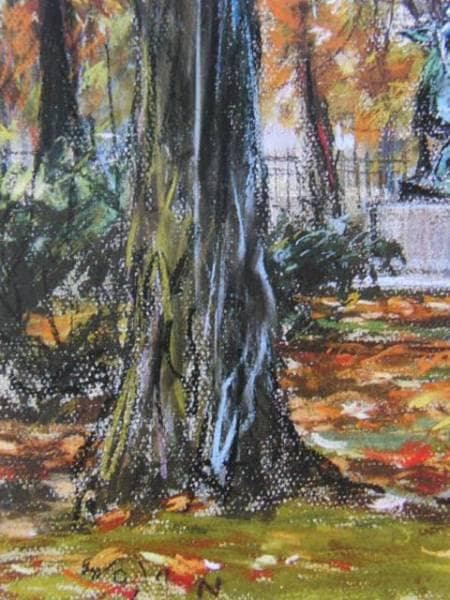 中畑　艸人 、バッカスの像のある公園、希少な額装用画集より、新品高級額