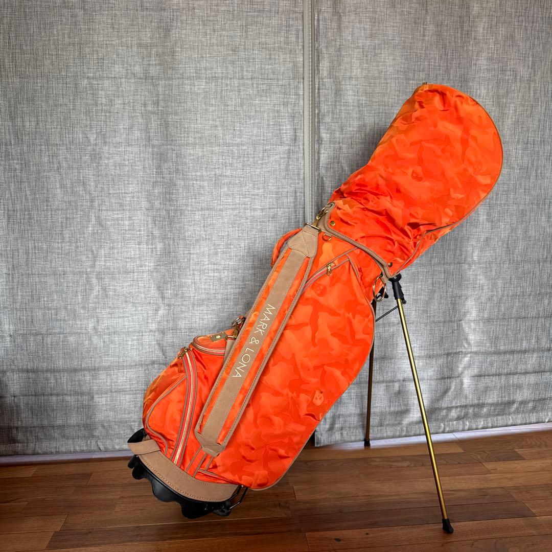マークアンドロナ 迷彩 カモフラ ゴルフ キャディバッグ オレンジ