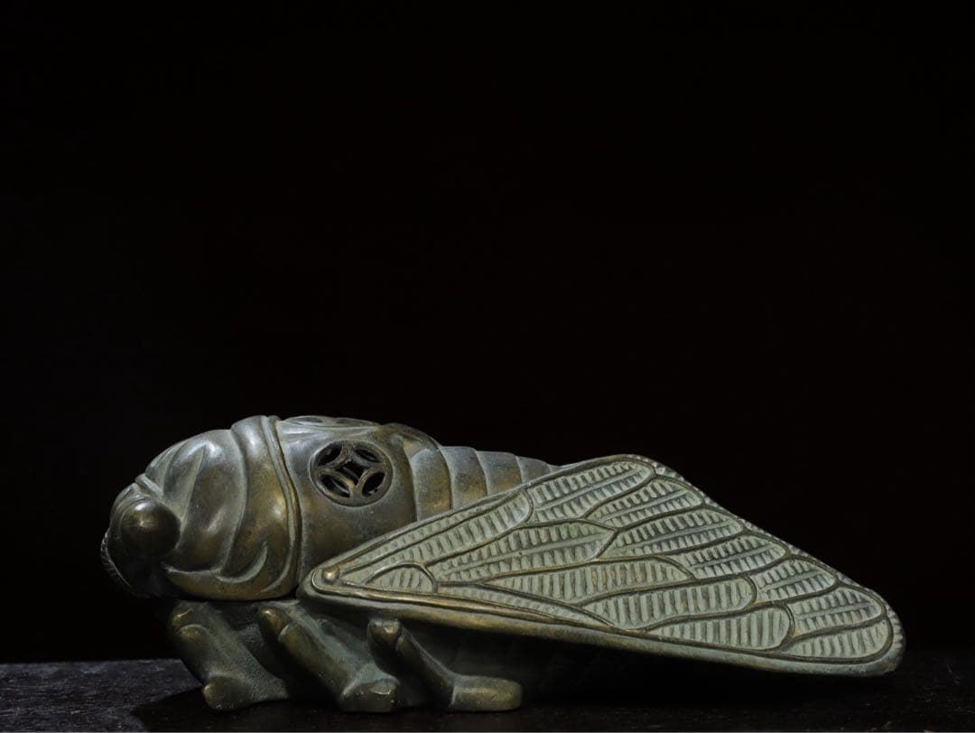 旧蔵　時代物　セミ香爐 純銅製　文房具　文鎮　アンティーク　時代物　古美術　置物