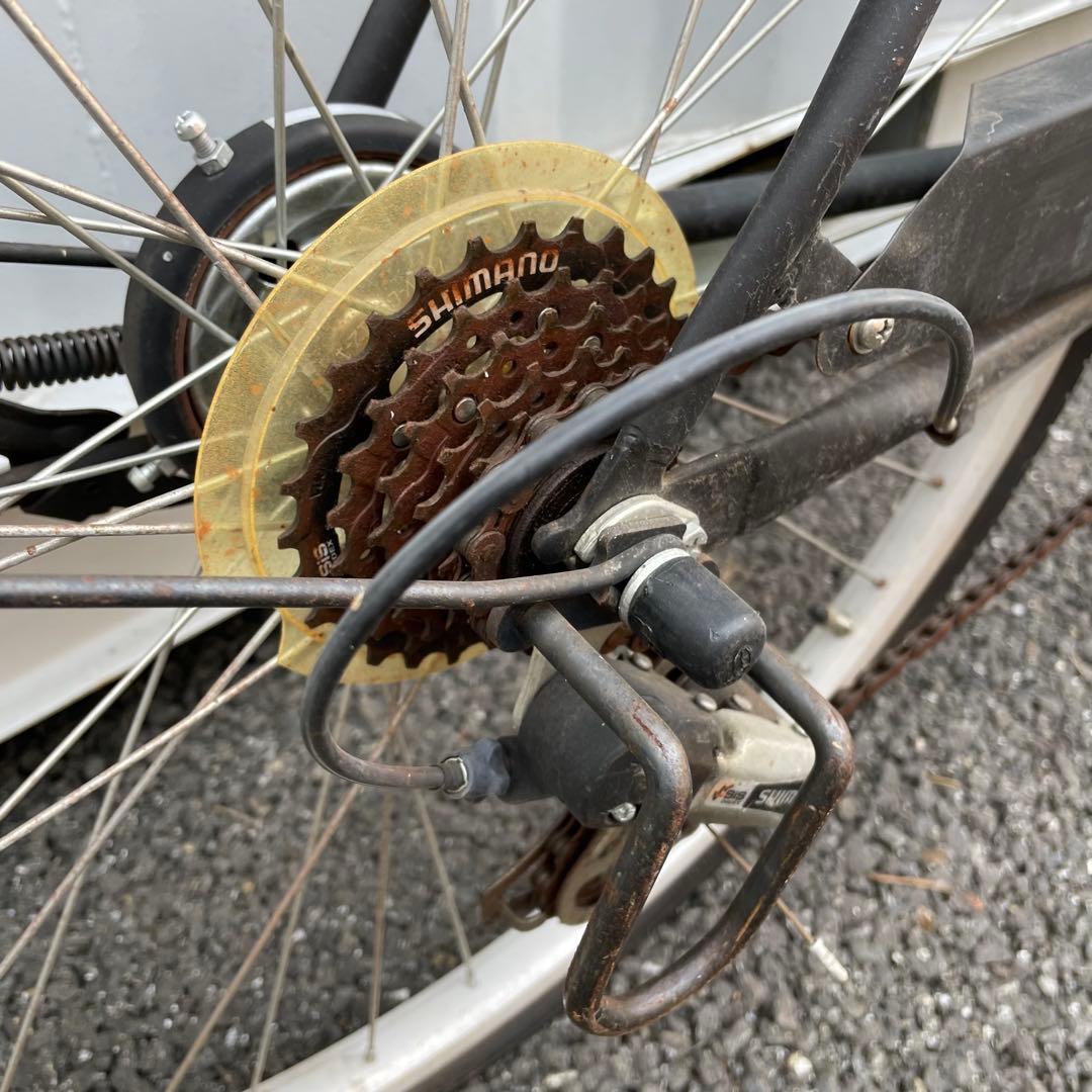 【都内/千葉市引取】ママチャリ 26インチ自転車 カゴ/鍵/ライト/6段変速付