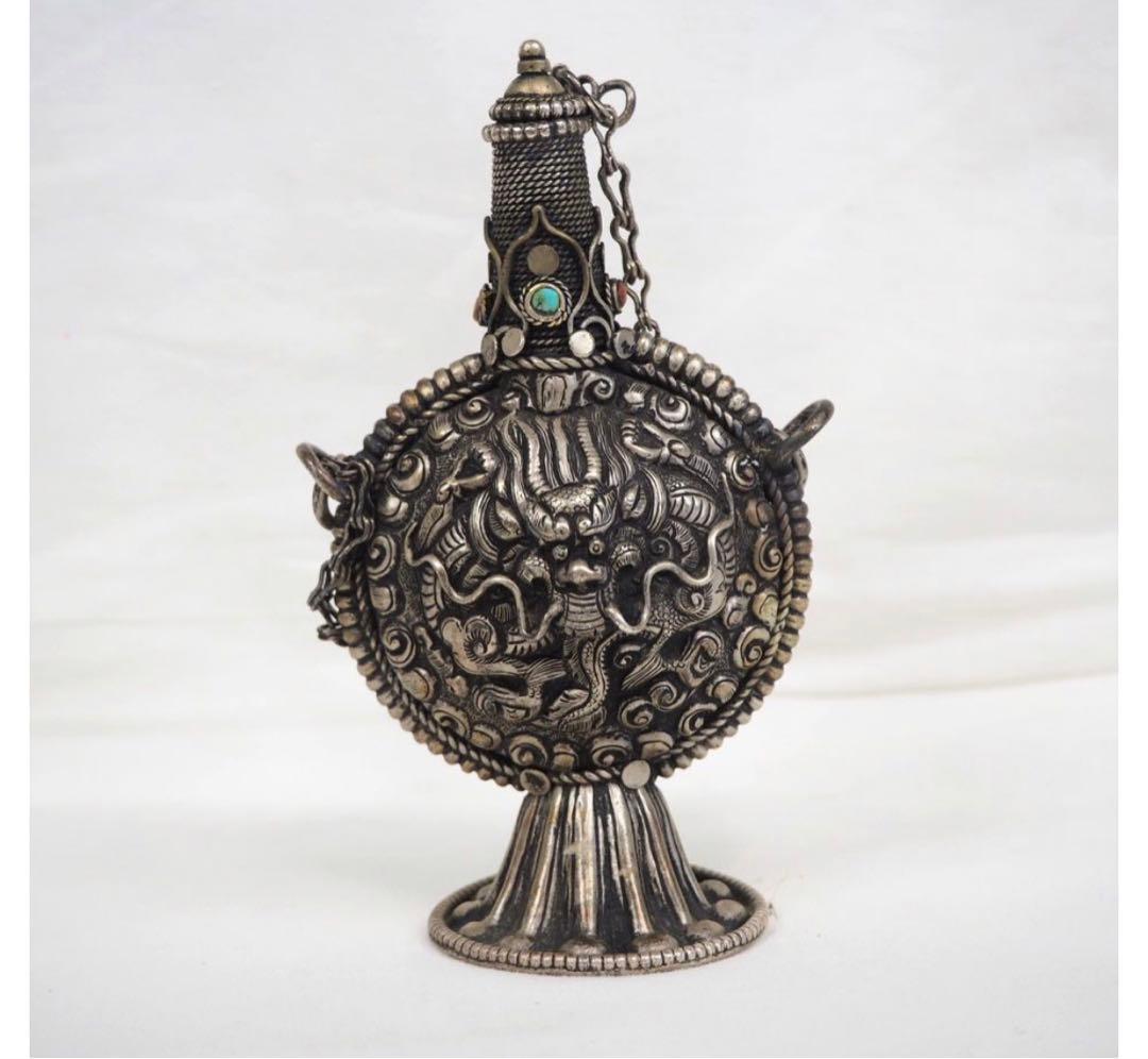 gang送料無料　時代唐物　細密龍文彫刻銀細工鼻煙壷　中国古玩