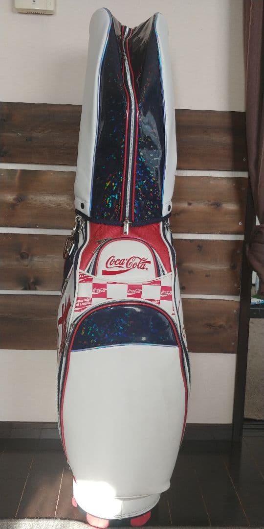 Coca-Cola キャディバッグ ホワイト/レッド/ブルー　ヘッドカバーつき