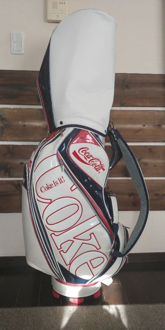 Coca-Cola キャディバッグ ホワイト/レッド/ブルー　ヘッドカバーつき
