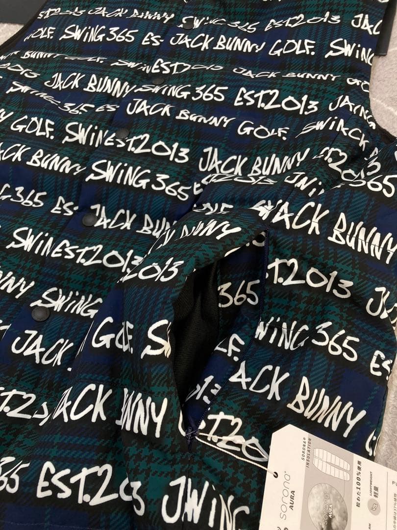 新品 パーリーゲイツ ジャックバニー リバーシブル中綿ベスト(6)サイズLL/紺