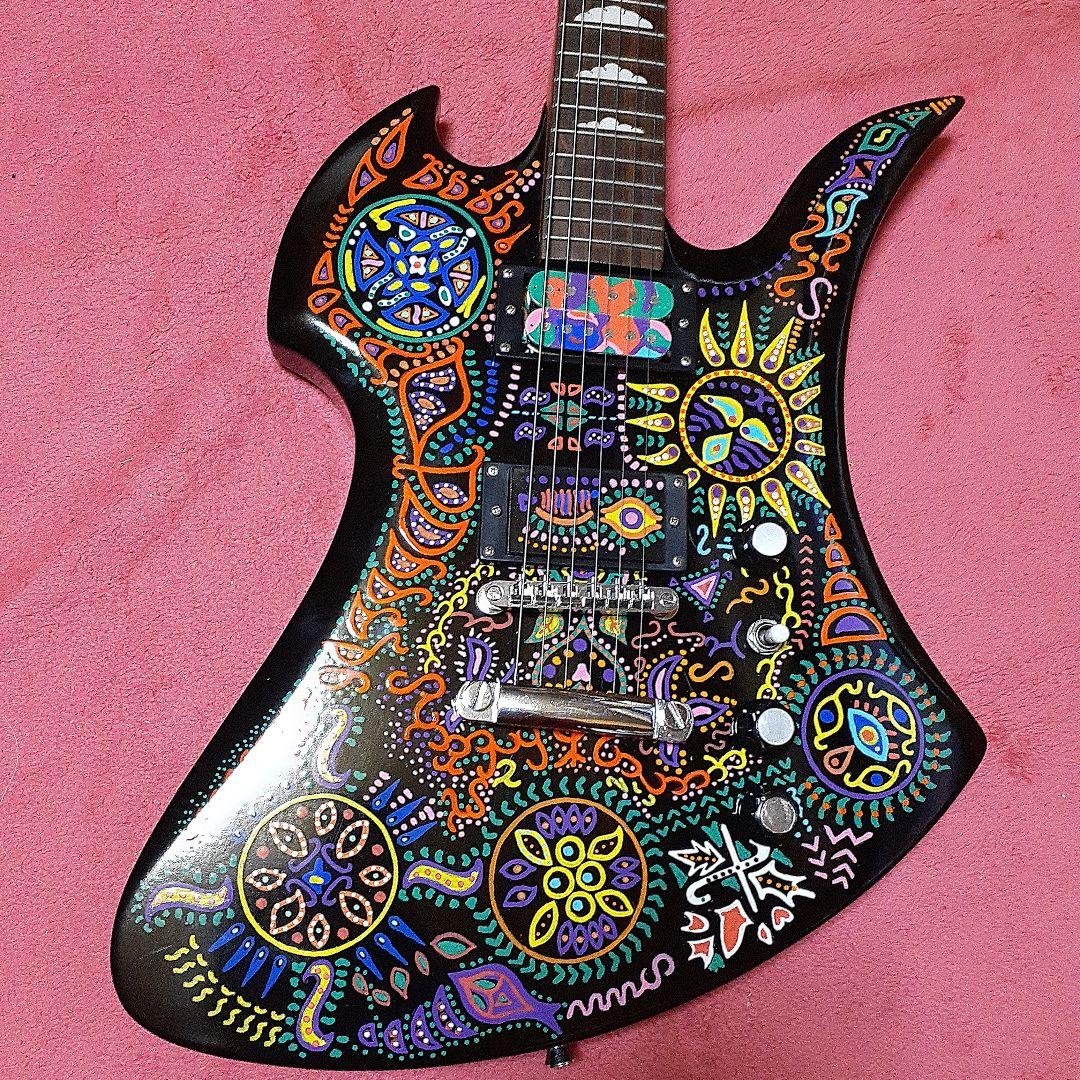 【良・美品】サイケペイント・hideモデル。モッキンバードエレキギター。