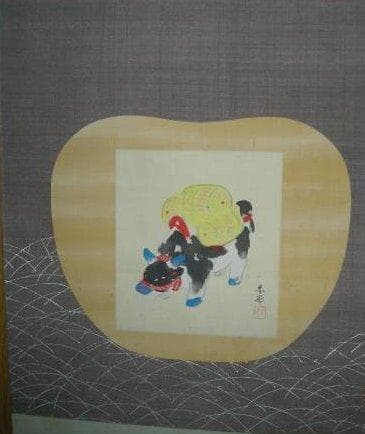 ☆床の間には優しさと存在感のある☆掛軸　春挙　画題：宇志　共箱付き☆