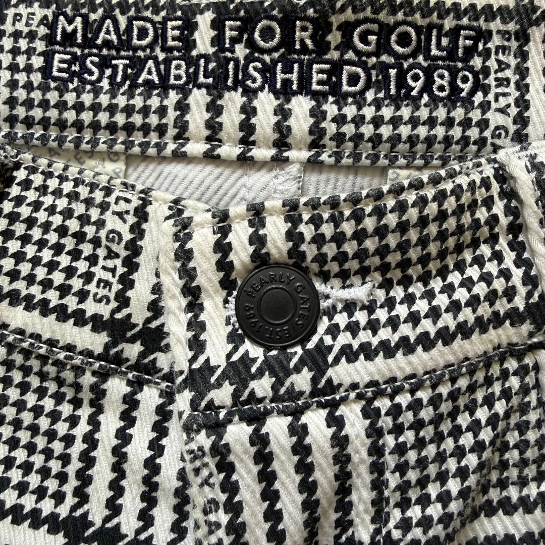 現行モデル　パーリーゲイツ　パンツ　L〜XL相当 チェック　黒　白　コットン素材