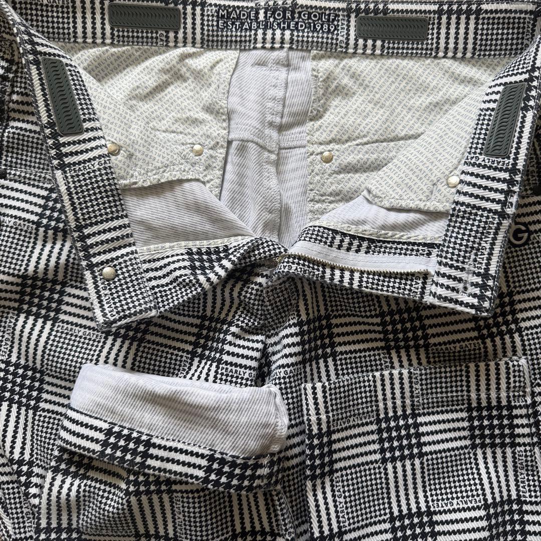 現行モデル　パーリーゲイツ　パンツ　L〜XL相当 チェック　黒　白　コットン素材