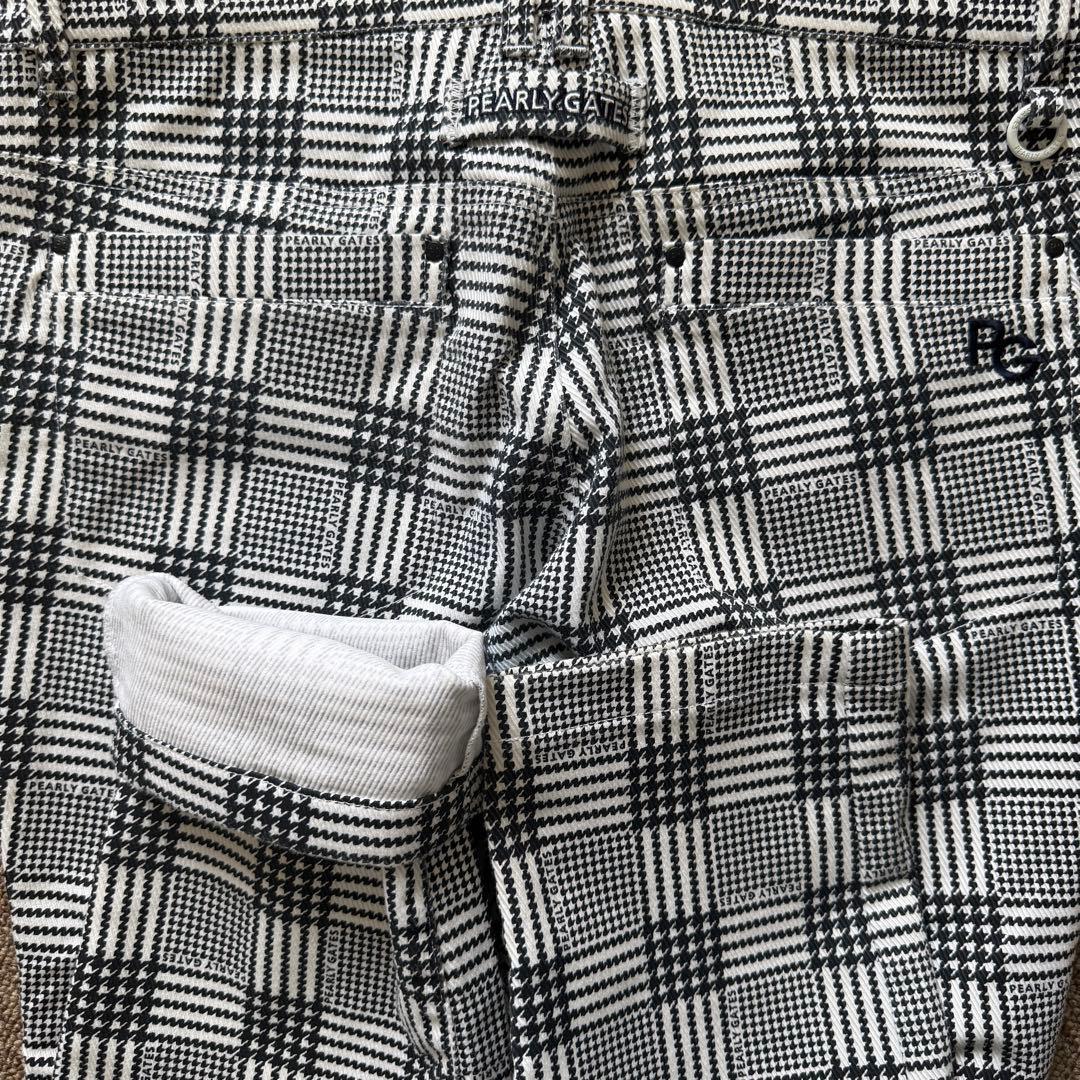 現行モデル　パーリーゲイツ　パンツ　L〜XL相当 チェック　黒　白　コットン素材