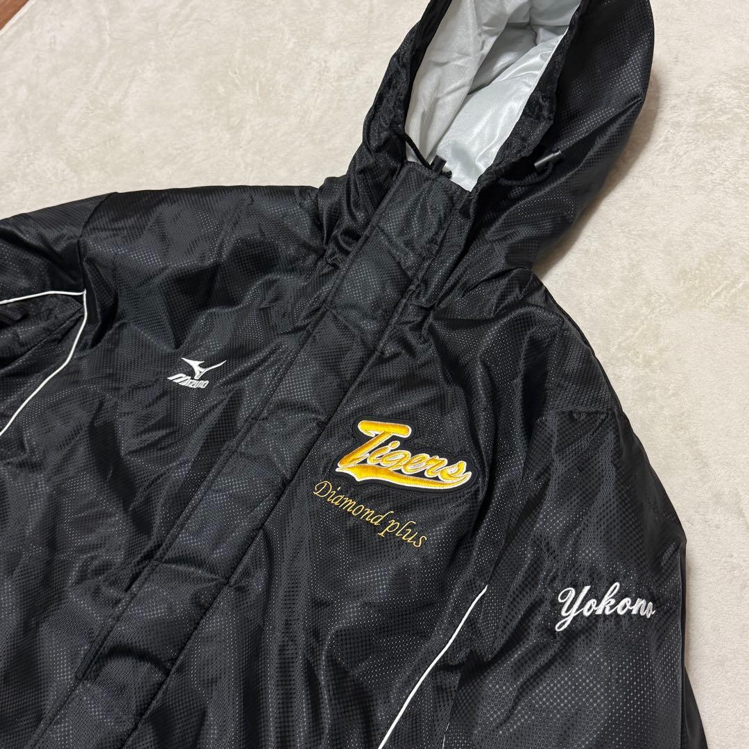 美品　ミズノ　ベンチコート　阪神ダイガースロゴ刺繍　黒　L