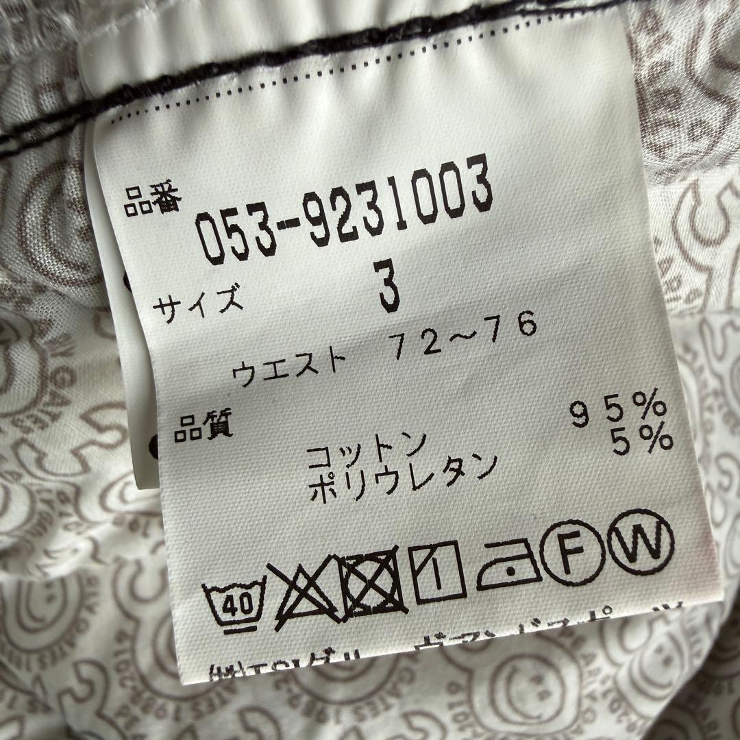 パーリーゲイツ　パンツ　迷彩　S〜M相当　白　黒　グレー　コットン素材　3