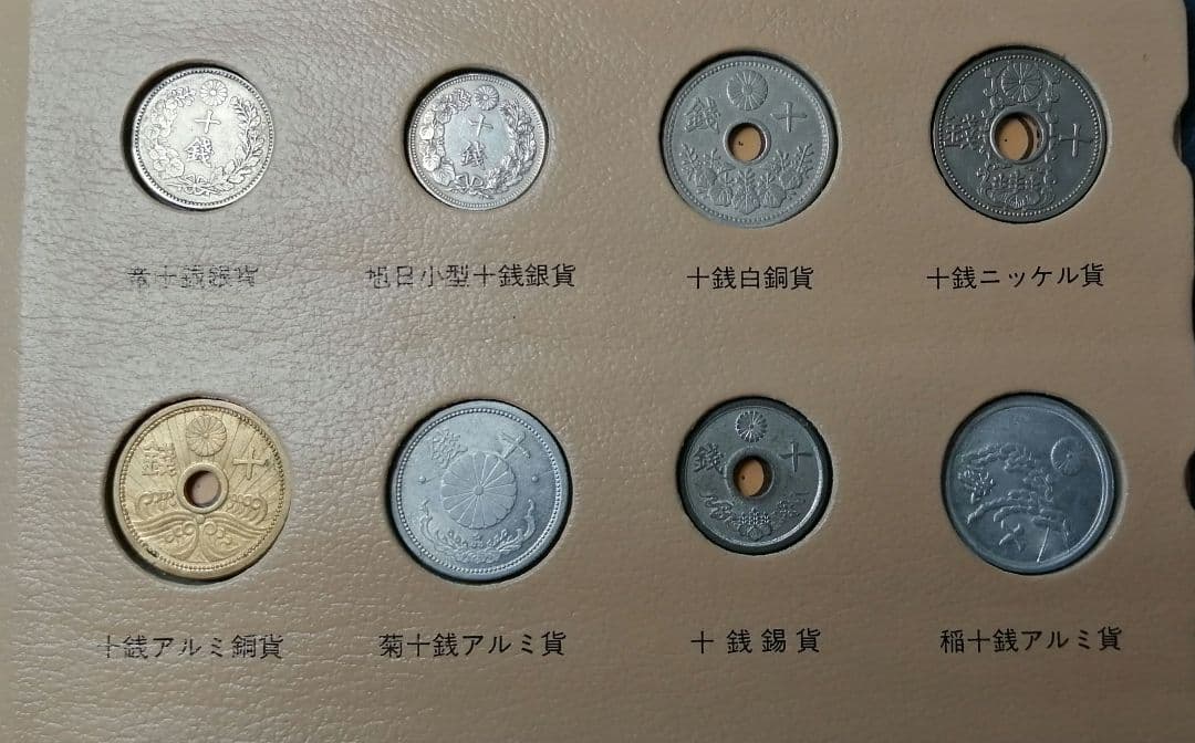 明治以降硬貨種類別ホルダー。