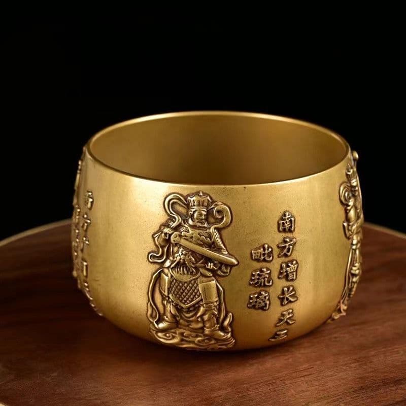 銅器 四天王招財聚宝盆 仏鉢 供養 法器 供盤 装飾品 工芸品 置物
