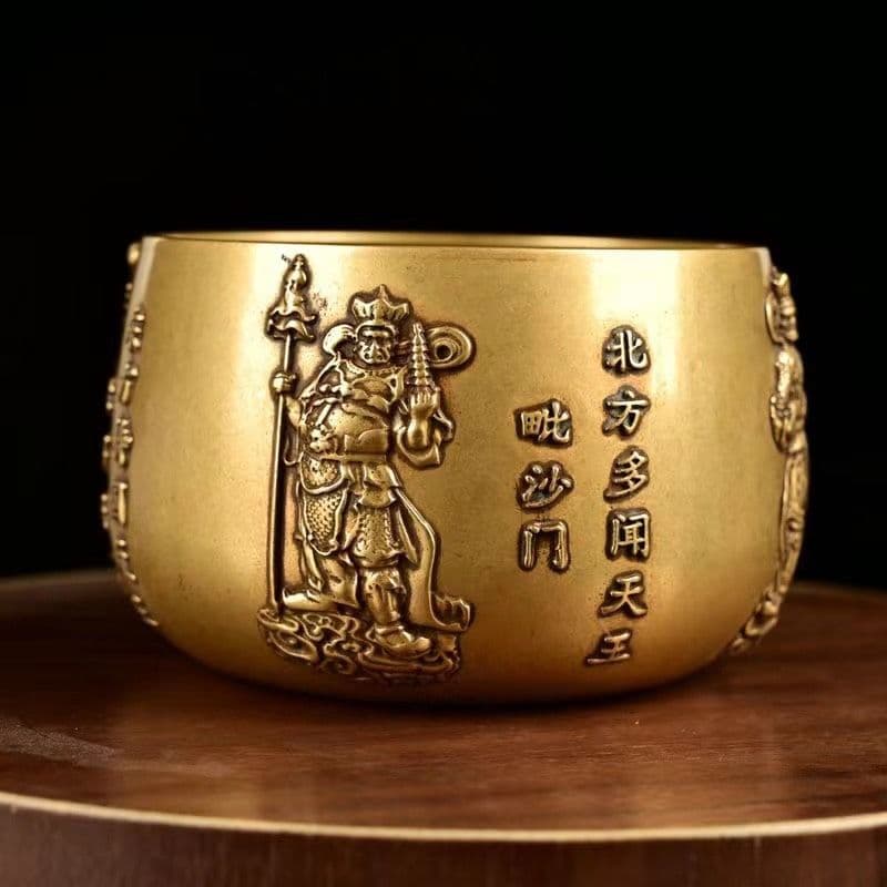 銅器 四天王招財聚宝盆 仏鉢 供養 法器 供盤 装飾品 工芸品 置物
