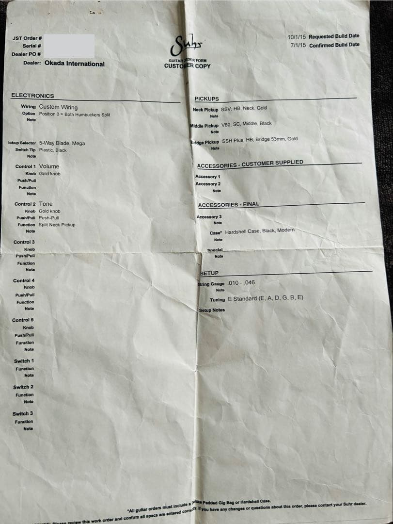 Suhr Modern Set Neck 2015年製 24F Floyd