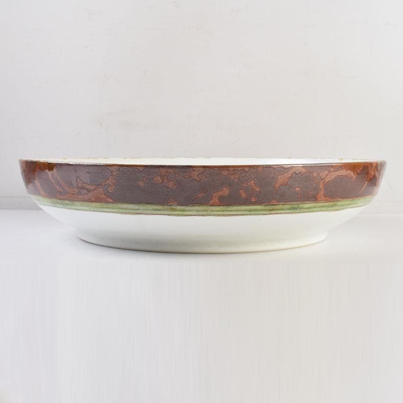 伝統工芸　豊福誠作　色絵　椿文　大鉢　共箱　V　8984A