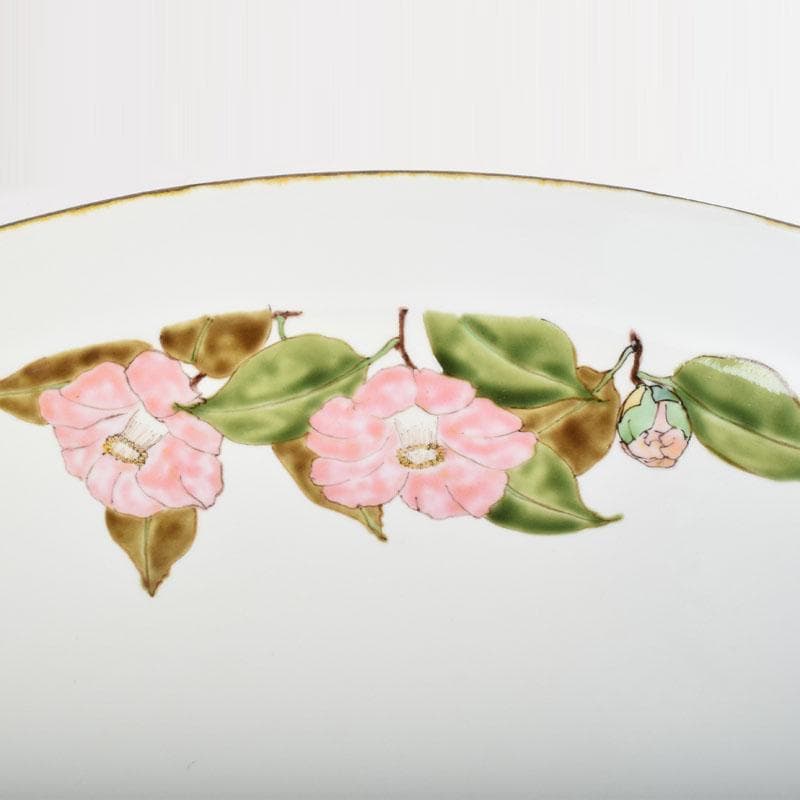 伝統工芸　豊福誠作　色絵　椿文　大鉢　共箱　V　8984A