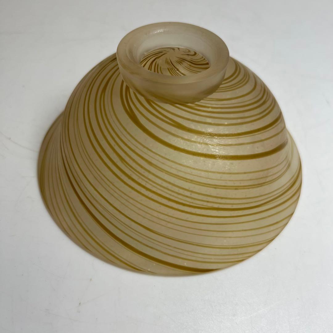 ☆茶③ 山下瑠風　義山　忍冬　ガラス　平茶碗　共箱　口径14.3cm