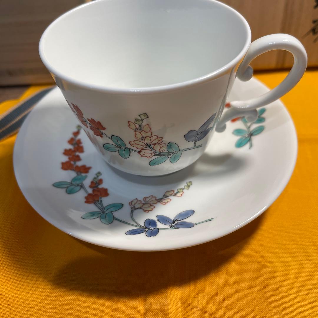 【人間国宝】十四代柿右衛門濁手　萩文　珈琲碗　コーヒーカップ