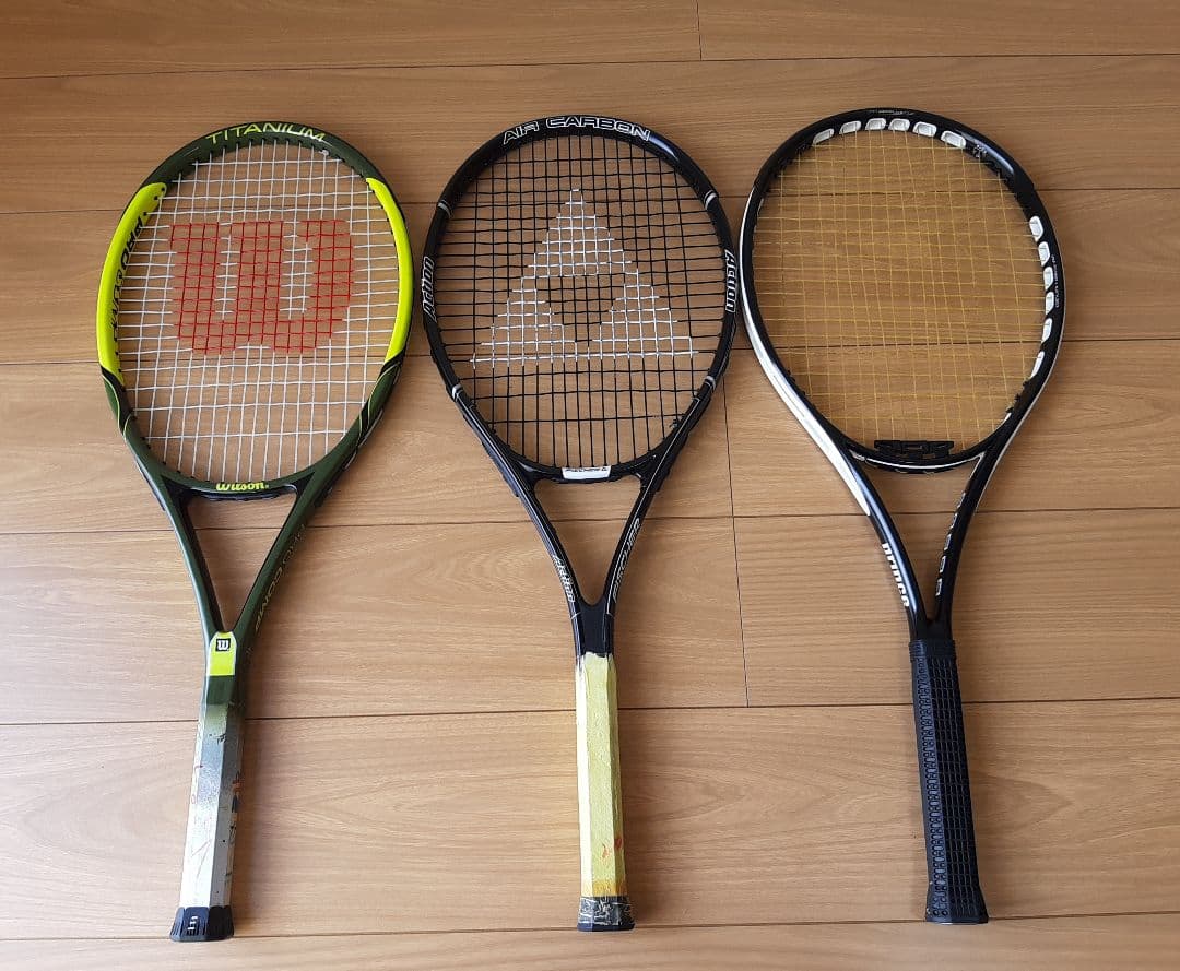 硬式テニスラケット3本セット　Wilson　FISCHER　PRINCE　カバー