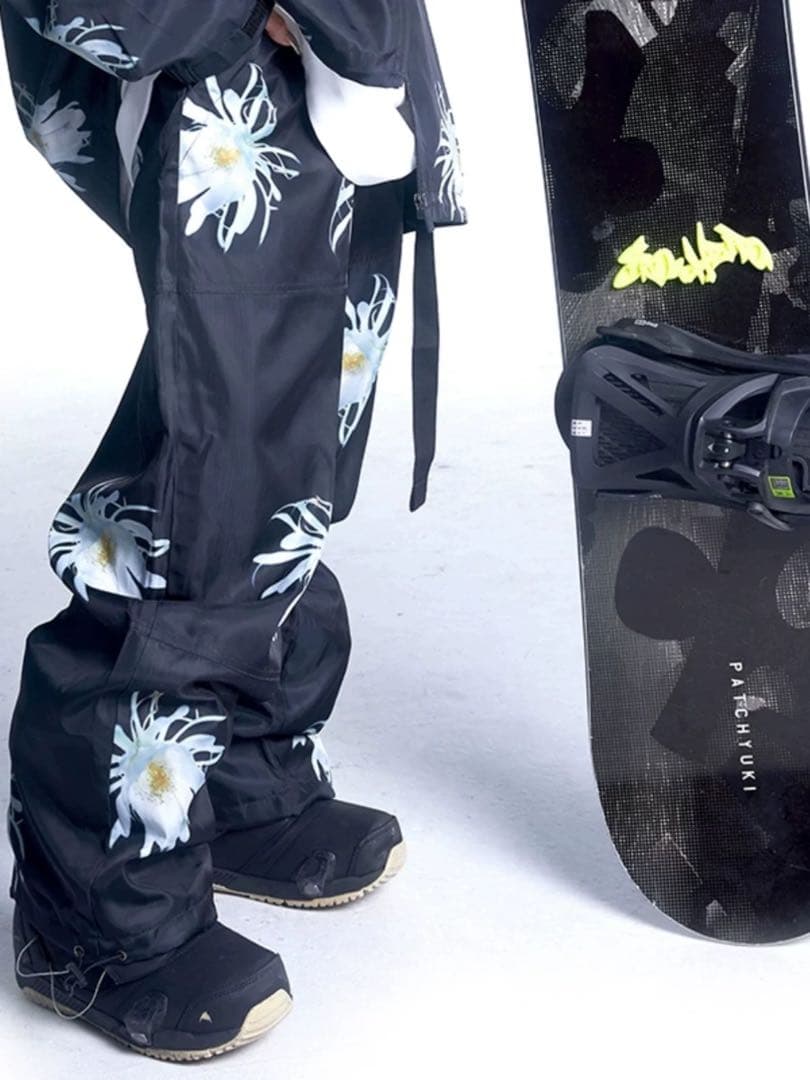 新品印花スキーパンツ S 男女兼用 花柄