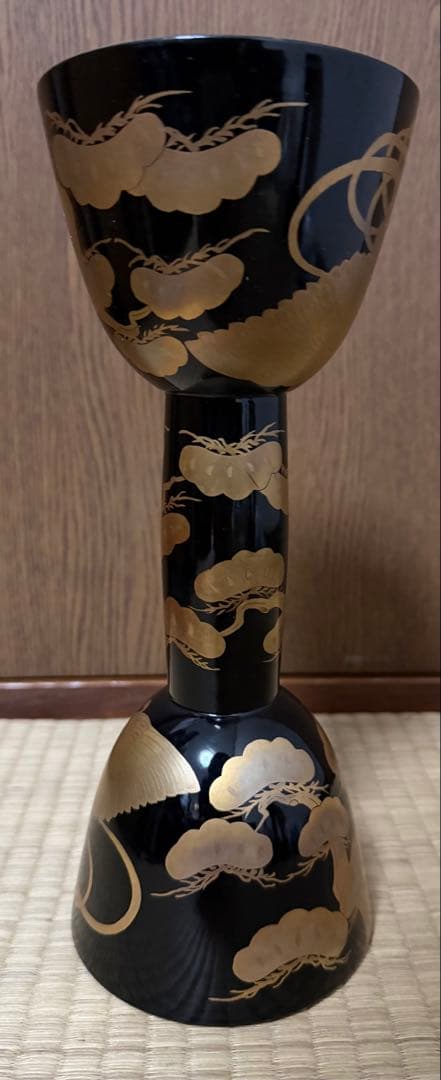 中古　和楽器　蒔絵　鼓　胴　小鼓　木製