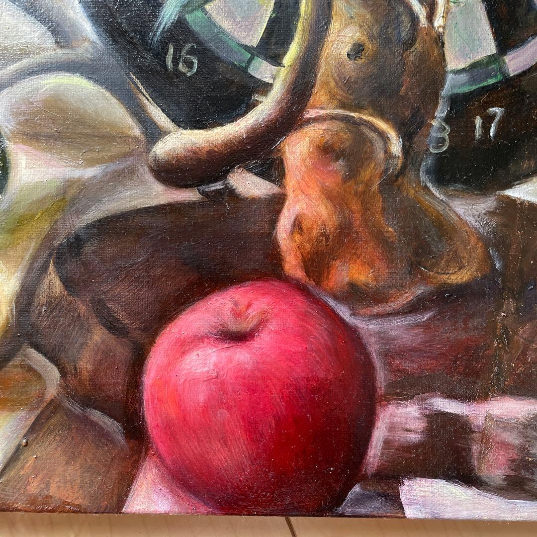 オウムと果物の油彩画 F8サイズ