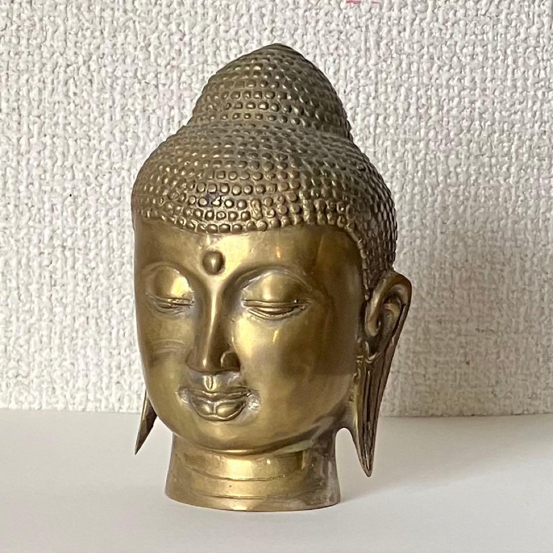 仏頭　骨董品　置物　彫刻　金属工芸品　アンティーク　ビンテージ アート　真鍮
