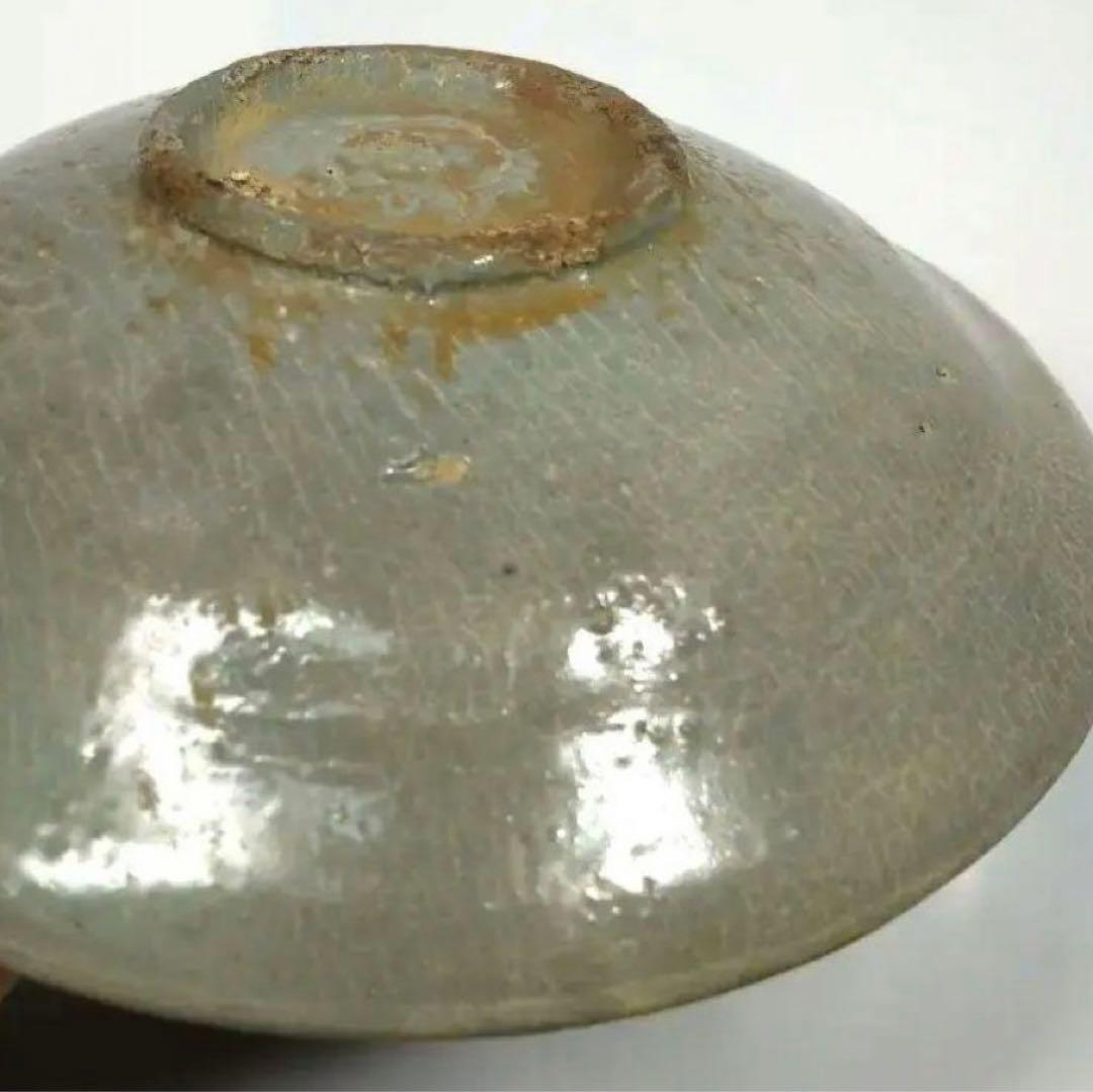 中国 骨董品 李朝 青磁 茶盌 アンティーク 箱付 古玩 古美術