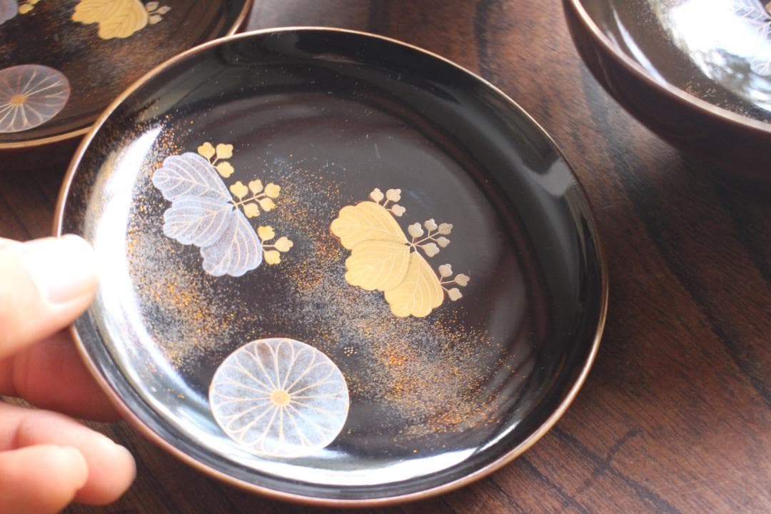 時代逸品！上質紅溜塗に極上高台寺蒔絵の美しいお椀2点（検加賀蒔絵吸物碗蒔絵椀