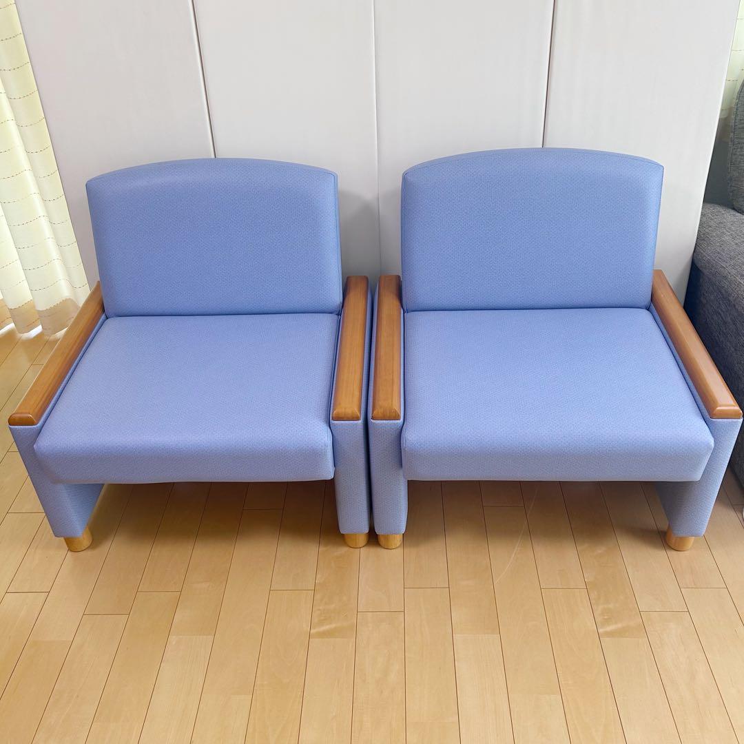NAIKI ナイキ　ロビーチェア　ソファベッド　ライトブルー　リクライニング②