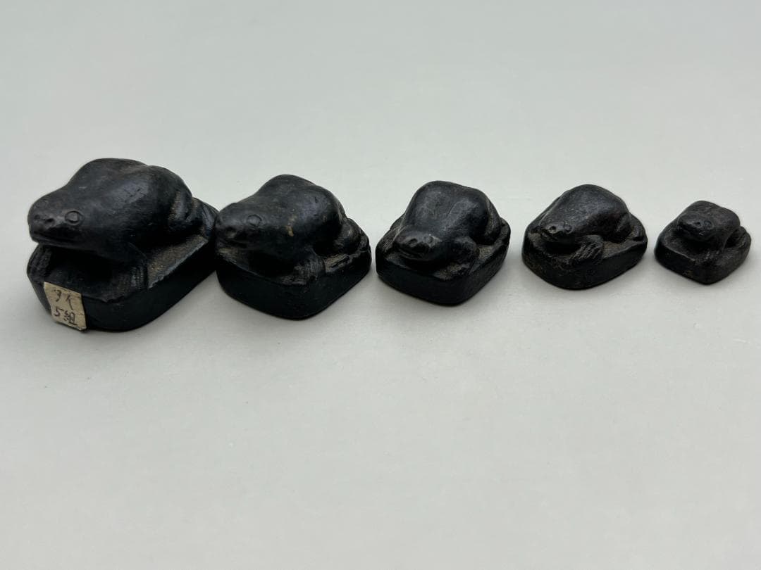 【海】超レア　インドの分銅　カエル形　５個セット　銅製　骨董品　時代物
