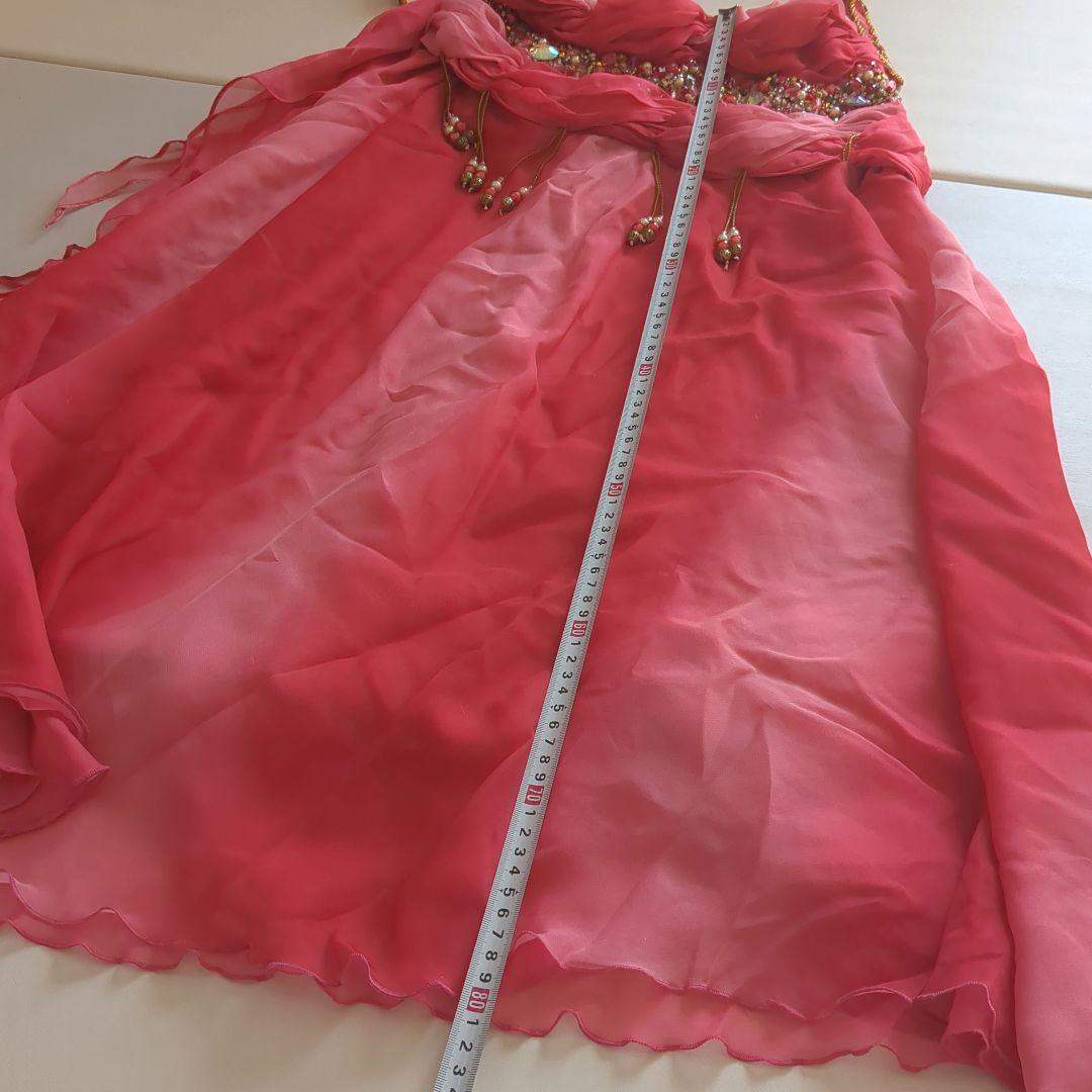 赤ピンク系 ベリーダンス セットアップ Hoda Zaki 右側スリット