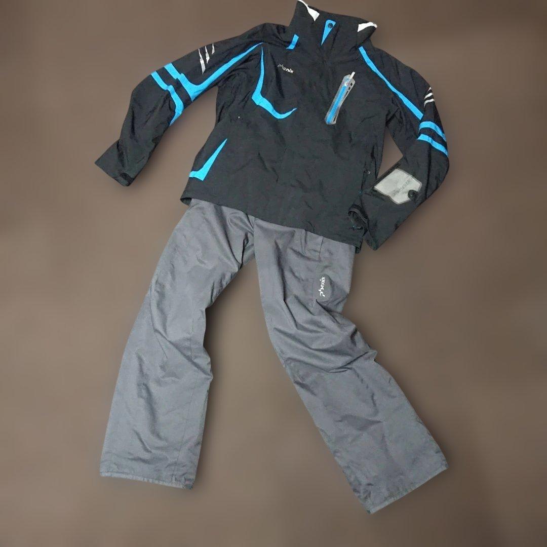 送料無料【Phenix】ブラック×グレー スキーウェア上下まとめ売り M/M