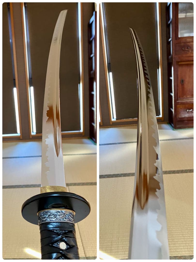 五条　日本刀 黒い鞘 赤い紐 居合刀　模造刀